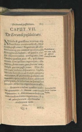 Caput VII. De Errandi possibilitate.