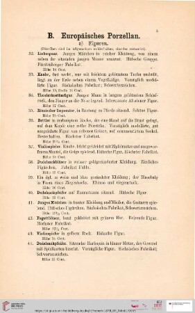 B. Europäisches Porzellan (Nr. 32 - 191)