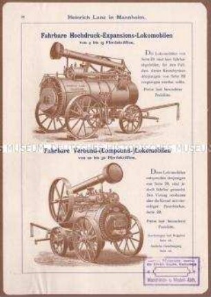 Fahrbare Hochdruck-Expansions- bzw. Verbund-Lokomobile