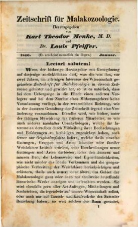 Zeitschrift für Malakozoologie. 3. 1846