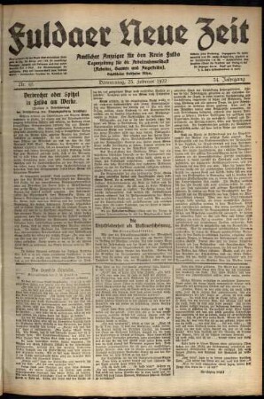 Ausgabe vom Donnerstag, den 23. Februar 1922.