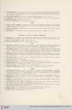 Arbeiten in Eisen; Waffen, Bestecke (Nr. 233-253)