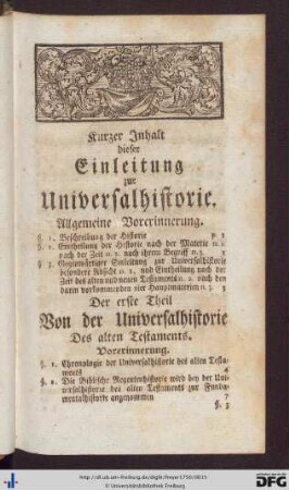 Kurzer Inhalt dieser Einleitung zur Universalhistorie.
