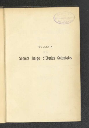 Bulletin de la Société belge d´Études Coloniales