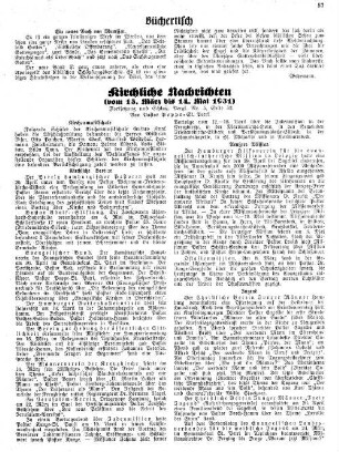 Kirchliche Nachrichten : Vom 15. März bis 13. Mai 1931