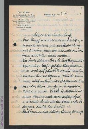 Brief von Margarete Bernhard an Helene Lange