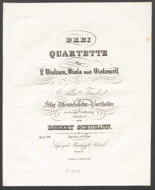 No. 2: Drei Quartette für 2 Violinen, Viola und Violoncell