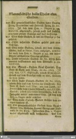 Mannsfeldische halbe Thaler oder Gulden