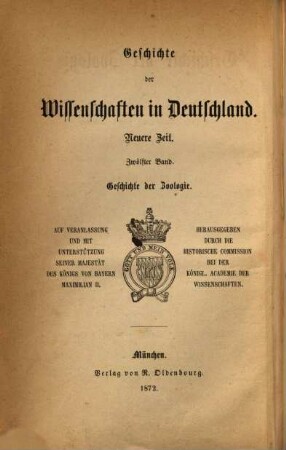 Geschichte der Zoologie bis auf Joh. Müller und Charl. Darwin