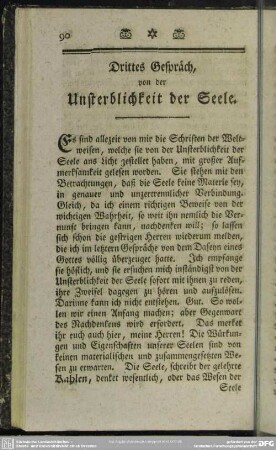 Drittes Gespräch, von der Unsterblichkeit der Seele