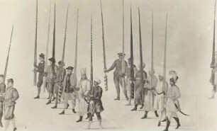 Festzug (Ausschnitt) mit Lanzenträgern
