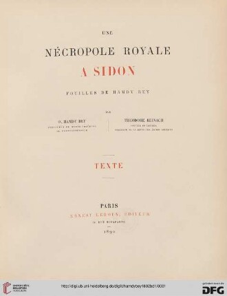 Une nécropole royale à Sidon: fouilles: Texte