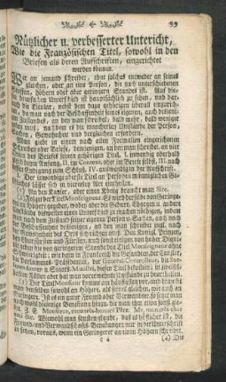 Nützlicher u. verbesserter Unterricht, Wie die Französischen Titel, sowohl in den Briefen als deren Aufschriften, eingerichtet werden können