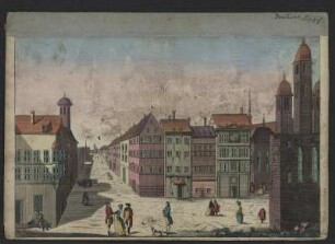 Ansicht von der Grimmaischen Straße in Leipzig, Kupferstich, 1785