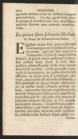 Ex priore libro Johannis Michaëlis Bruti de instauratione Italiae.