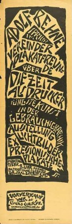 Adolf Behne spricht im Verein der Plakatfreunde über die Zeit als Drucker - Jüngste Kunst in der Gebrauchsgraphik - Ausstellung Lichtbilder, expressionistische Plakate