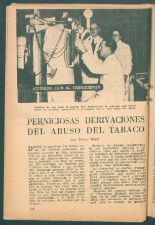 Perniciosas derivaciones del abuso del tabaco : ¡Cuidado con el tabaquismo!