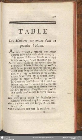 Table Des Matières contenues dans ce premier Volume