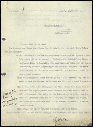 G. Welter an C. Weickert