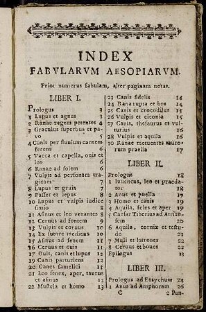 Index Fabularum Aesopiarum.