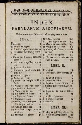 Index Fabularum Aesopiarum.