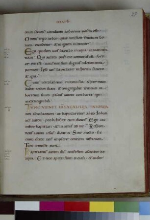 Guntbald-Evangeliar — Textseite aus dem Matthäusevangelium, Folio fol. 27r