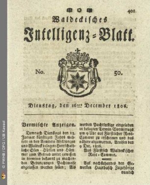 No. 50. Dienstag, den 16ten December 1806