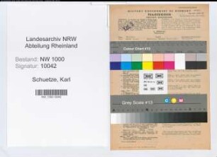 Entnazifizierung Karl Schuetze, geb. 09.11.1902 (Verw.Angest.)