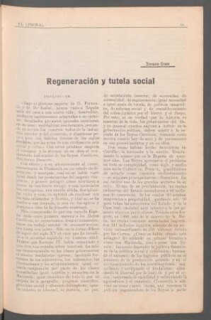 Regeneración y tutela social