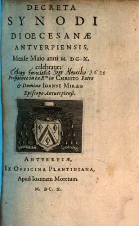Decreta Synodi Dioecesis Antverpiensis anno 1610