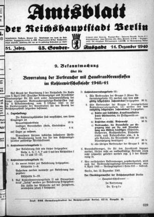 45. Sonder-Ausgabe, 14. Dezember 1940