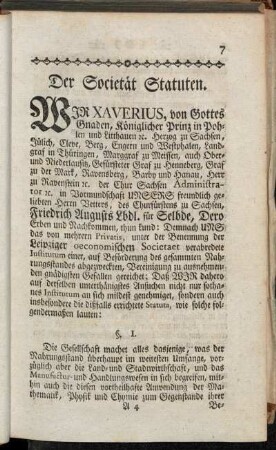 Der Societät Statuten