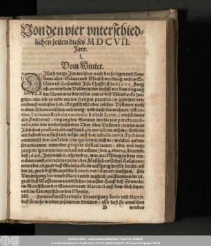 Von den vier unterschiedlichen zeiten dieses MDCVII. Jars.