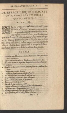 De Effectu Hujus Obligationis, Nempe De Actione, Et Quid In Eam Veniat. Caput XI.