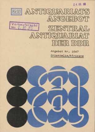 Nr. 1647: Orientalia/Africana