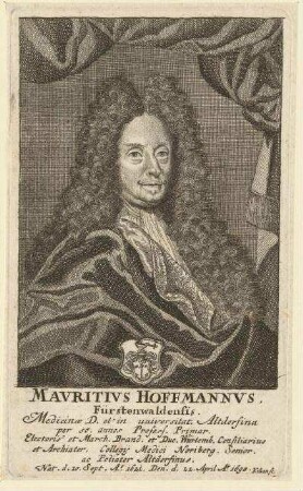 Moritz Hoffmann aus Fürstenwalde, Dr. und Prof. med in Altdorf; geb. 20. September 1621; gest. 22. April 1698