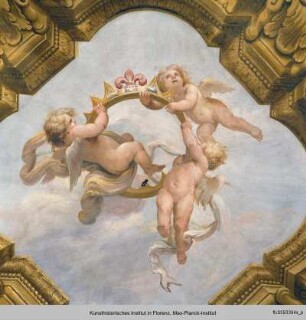 Innendekoration : Plafond mit Putten und Herzogskrone der Medici