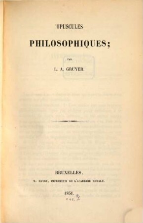 Opuscules philosophiques