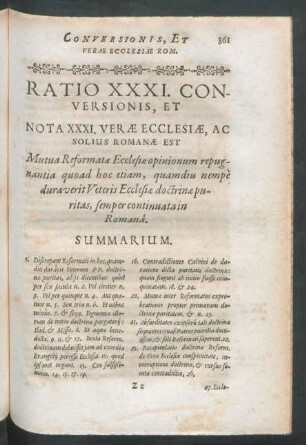 Ratio XXXI. Conversionis, Et Nota XXXI. ...