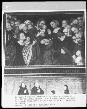 Epitaph des Bürgermeisters Johann Unruh (gest. 1556), Darstellung Christi als Kinderfreund