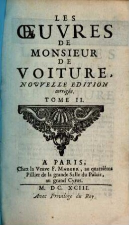Les Oeuvres De Monsieur De Voiture, 2