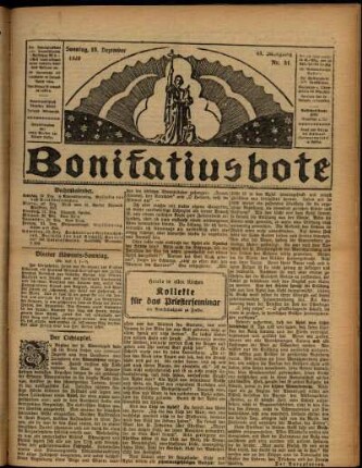 Erste Ausgabe vom Sonntag, den 19. Dezember 1926.
