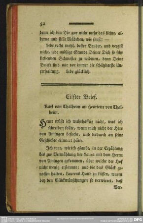 Eilfter Brief. Karl von Thalheim an Henriette von Thalheim