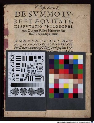 De Svmmo Ivre Et Aeqvitate, Dispvtatio Philosophicae : ex X. capite V. libri Ethicorum Aristotelis deprompta
