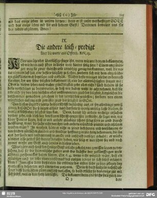 IX. Die andere leich-predigt über die worte aus Offenb. XIV, 13.