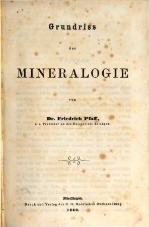 Grundriss der Mineralogie