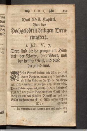 Das XVII. Capitel. Von der Hochgelobten heiligen Dreyeinigkeit.