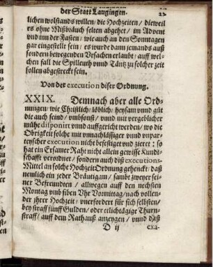XXIX. Von der execution diser Ordnung