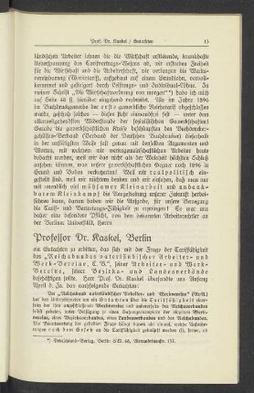 Professor Dr. Kaskel / Gutachten