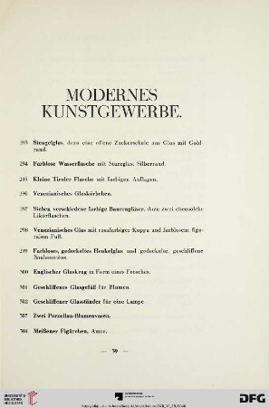Modernes Kunstgewerbe (Nr. 293-424)